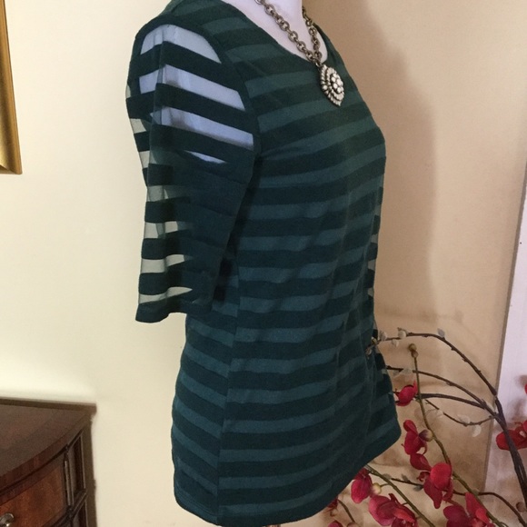 Anthropologie Green on Green Short Sleeved Top - Picture 4 of 8